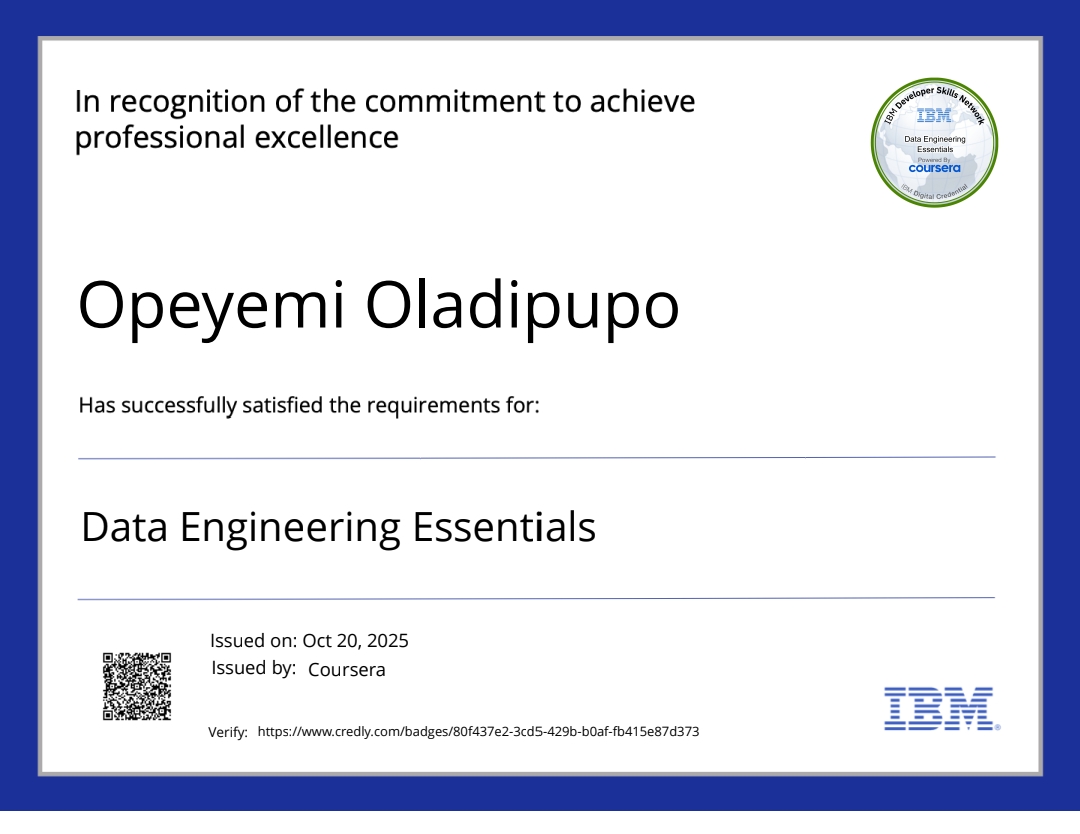 Data Engineering Essentials Certificate